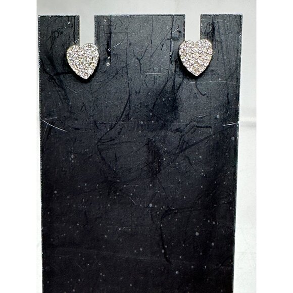 Heart-Shaped Rhinestone Stud Earrings Womens Fashion Jewelry Valentines Day - Picture 2 of 4